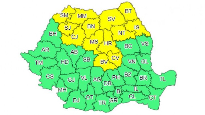 Viharokra és zivatarokra adott ki sárga figyelmeztetést az ANM, erdélyi megyék is érintettek