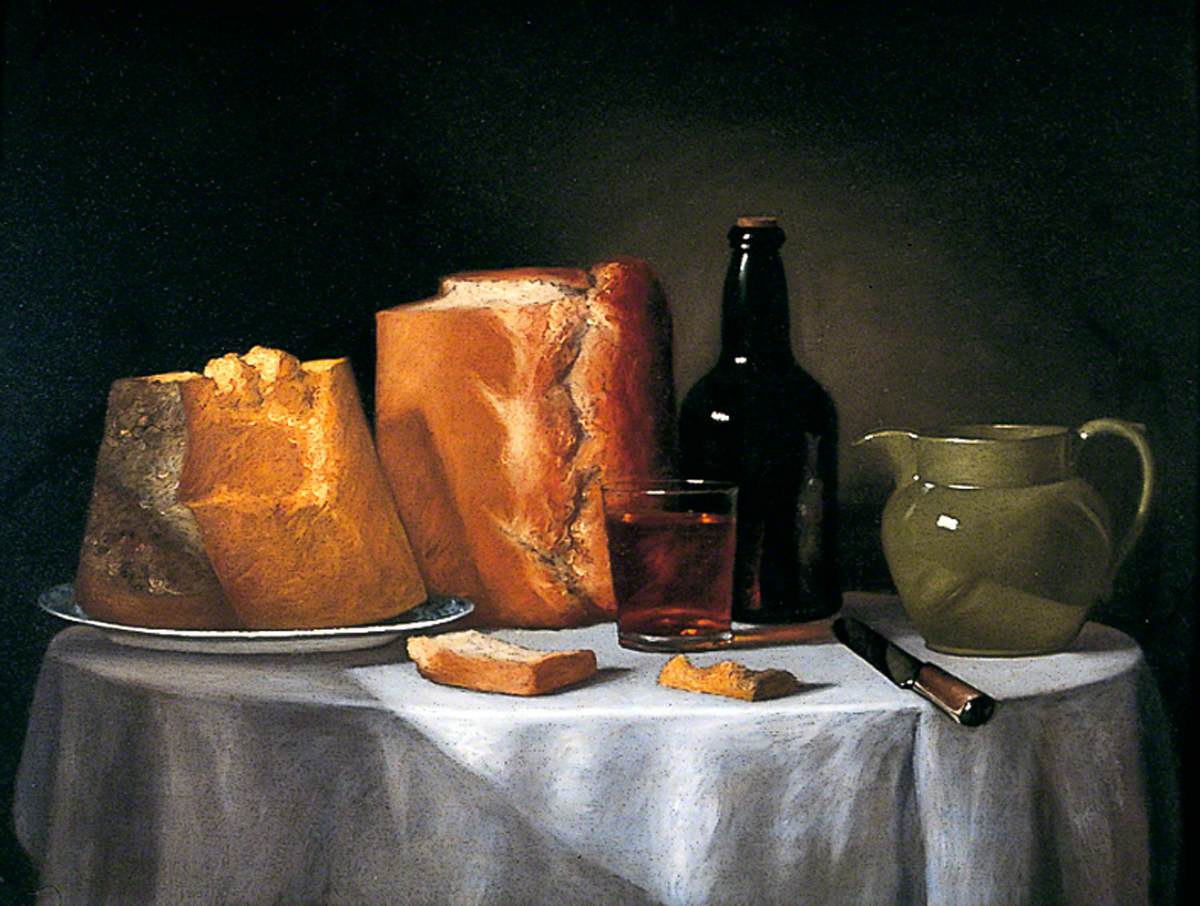 Henri Horace Roland de la Porte: Csendélet kenyérrel és borral